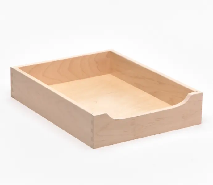 Pantry roll out drawer with straight handscoop